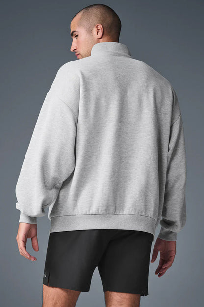 ALO Accolade 1/4 Zip Pullover Heather Grey — ALO S | Authentic India