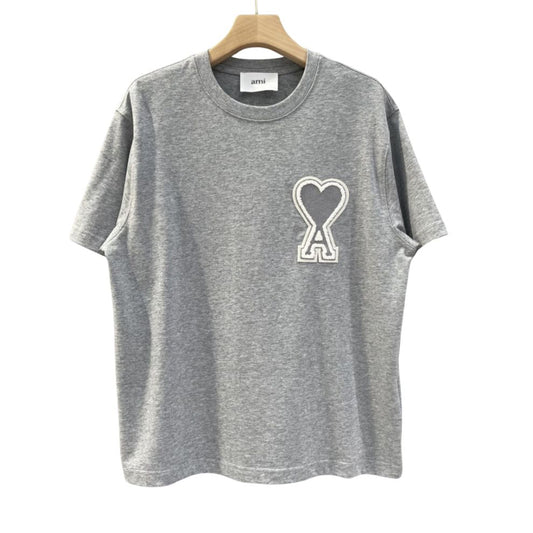 AMI Paris puff heart logo tee Grey