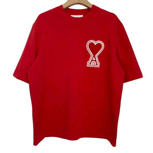 AMI Paris puff heart logo tee Red