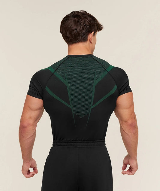 GYMSHARK Onyx 5.0 Seamless T-Shirt - Black/Lift Green