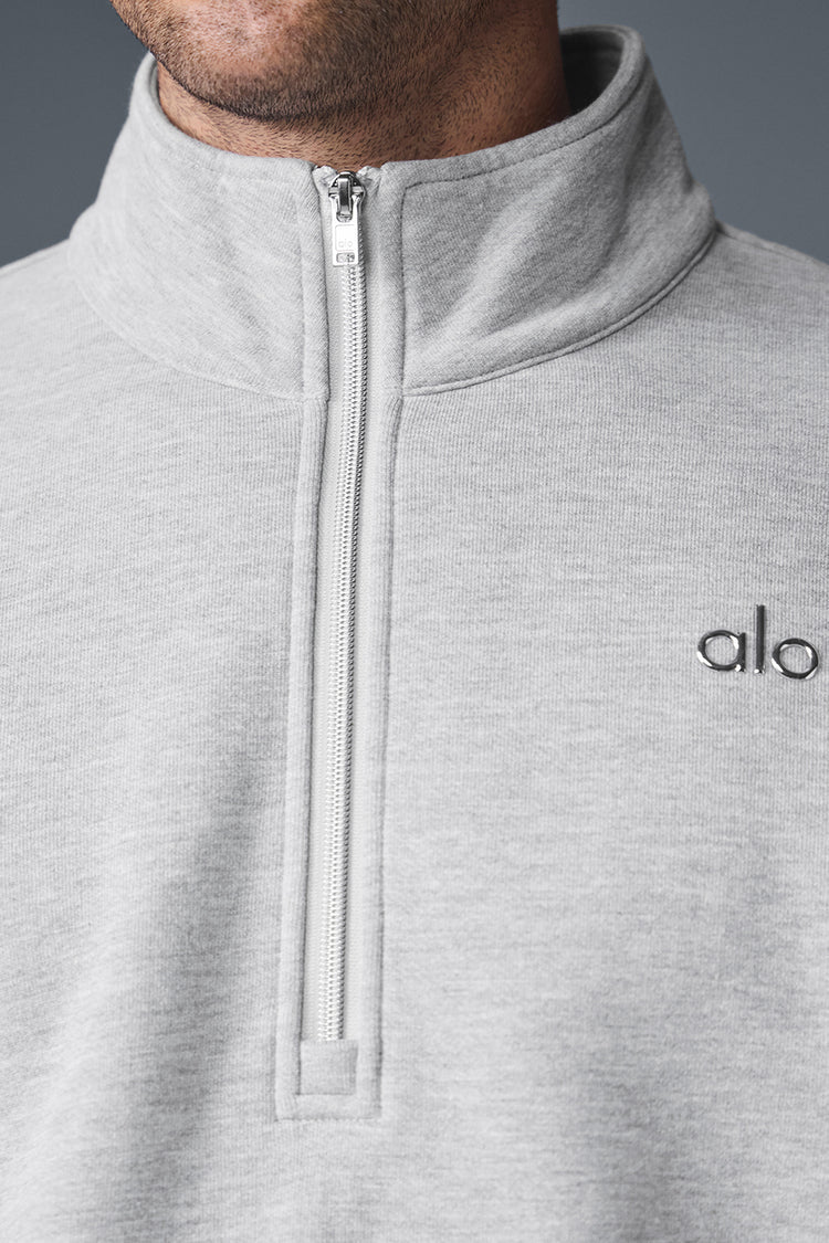 ALO Accolade 1/4 Zip Pullover Heather Grey — ALO S | Authentic India