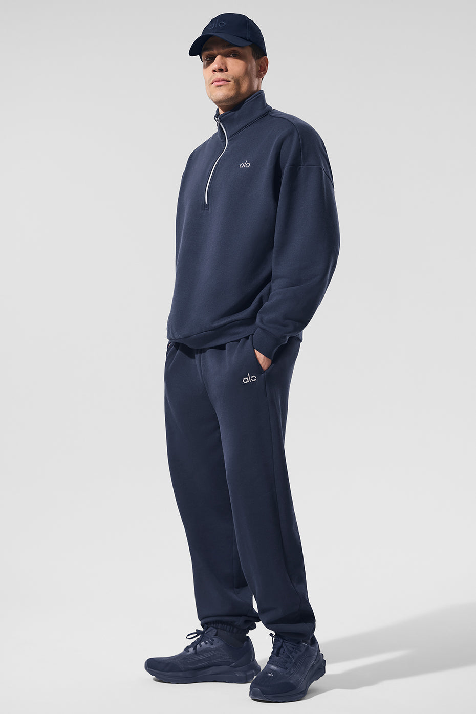 ALO Accolade 1/4 Zip Pullover Navy — ALO S | Authentic India