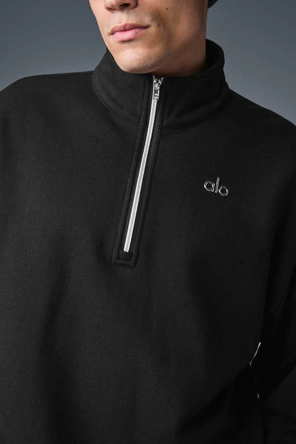 ALO Accolade 1/4 Zip Pullover Black — ALO S | Authentic India