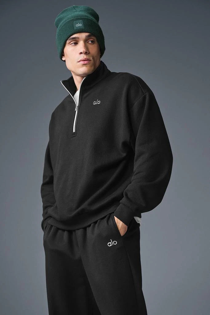 ALO Accolade 1/4 Zip Pullover Black — ALO S | Authentic India