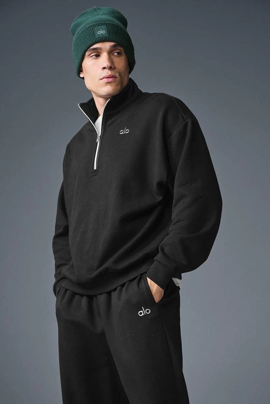 ALO Accolade 1/4 Zip Pullover Black — ALO S | Authentic India
