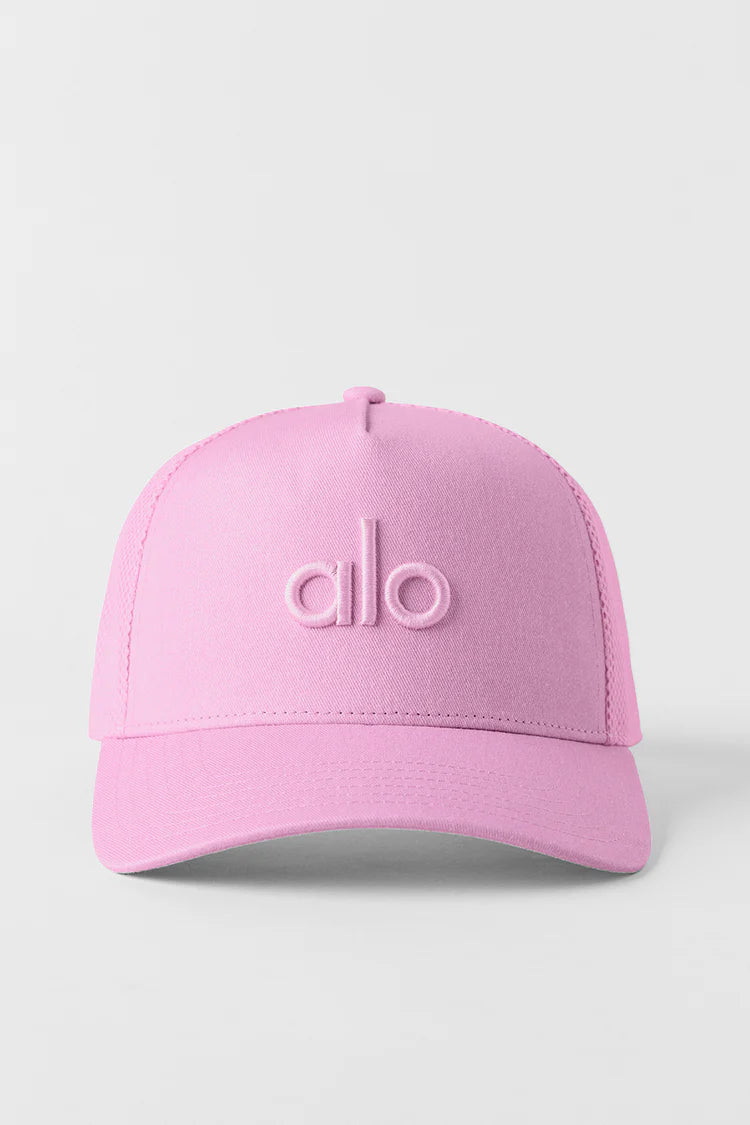 ALO District Trucker Hat-Candy Heart Pink — ALO S | Authentic India