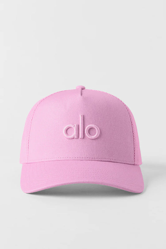 ALO District Trucker Hat-Candy Heart Pink — ALO S | Authentic India