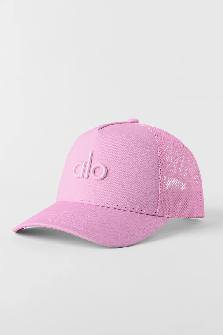 ALO District Trucker Hat-Candy Heart Pink — ALO S | Authentic India