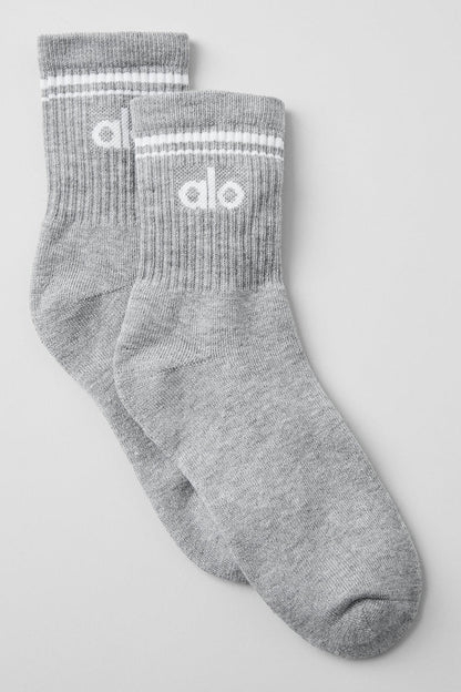 ALO Unisex Half-Crew Throwback Sock Athletic Heather Grey/White
