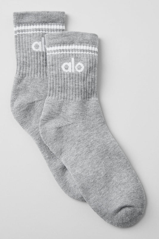 ALO Unisex Half-Crew Throwback Sock Athletic Heather Grey/White