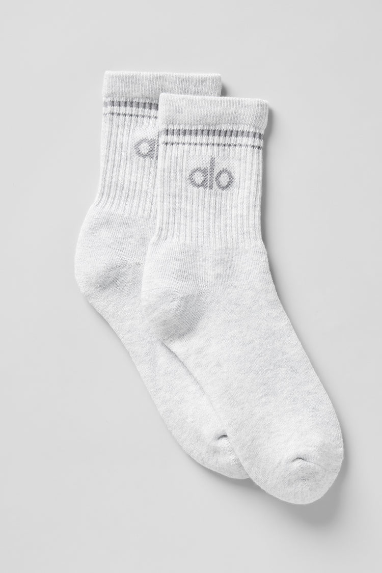 ALO Unisex Half-Crew Throwback Sock - White HeatherGrey