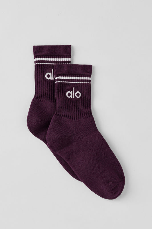 Unisex Half-Crew Throwback Sock - Rich Bordeaux/White