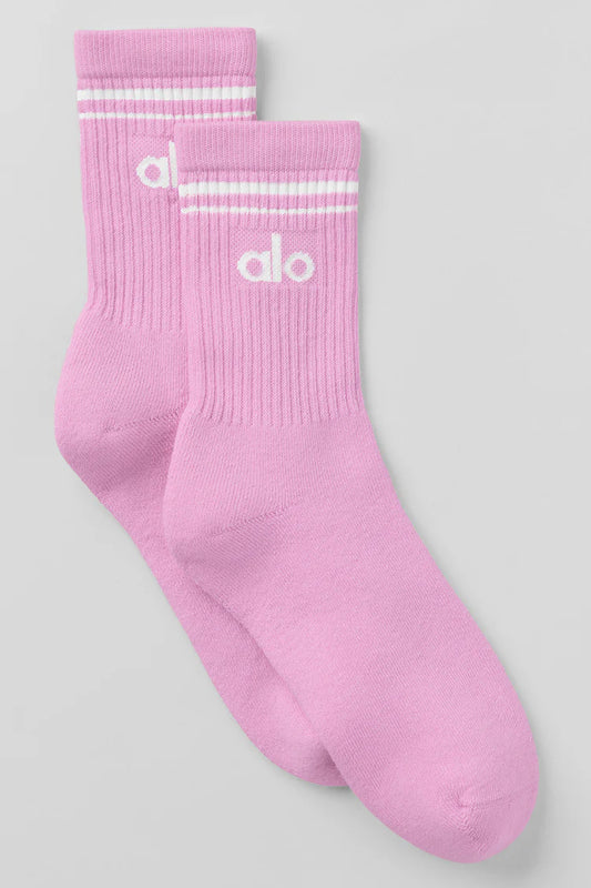 ALO Unisex Half-Crew Throwback Sock Pink