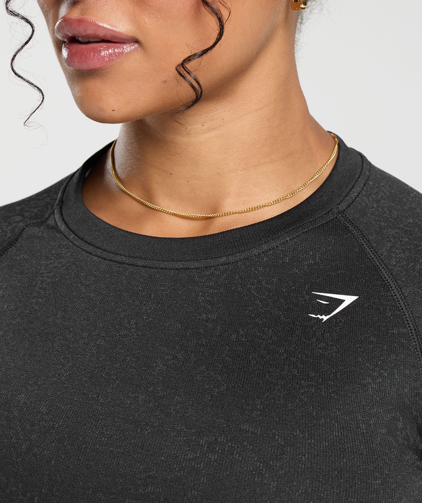 Women's Gymshark Adapt Fleck Seamless Long Sleeve Crop Top Mineral | Black — Gymshark | Authentic India