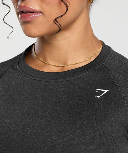 Women's Gymshark Adapt Fleck Seamless Long Sleeve Crop Top Mineral | Black — Gymshark | Authentic India