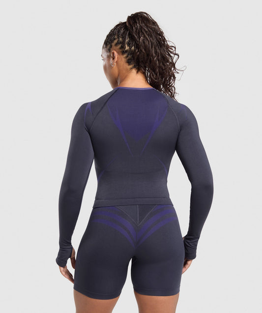 Women's Gymshark Apex Lift Seamless Long Sleeve Crop Top Heavy Blue — Gymshark | Authentic India