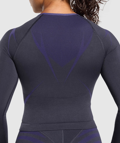 Women's Gymshark Apex Lift Seamless Long Sleeve Crop Top Heavy Blue — Gymshark | Authentic India