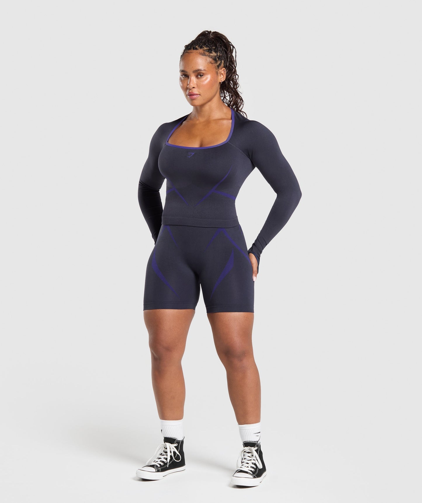 Women's Gymshark Apex Lift Seamless Long Sleeve Crop Top Heavy Blue — Gymshark | Authentic India