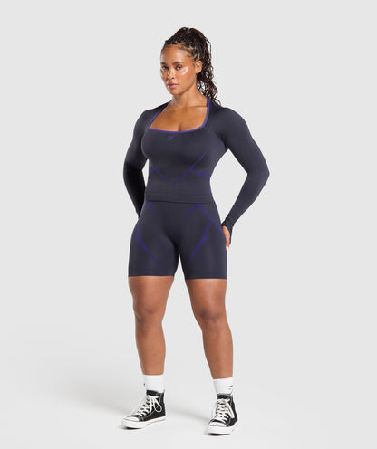 Women's Gymshark Apex Lift Seamless Long Sleeve Crop Top Heavy Blue — Gymshark | Authentic India