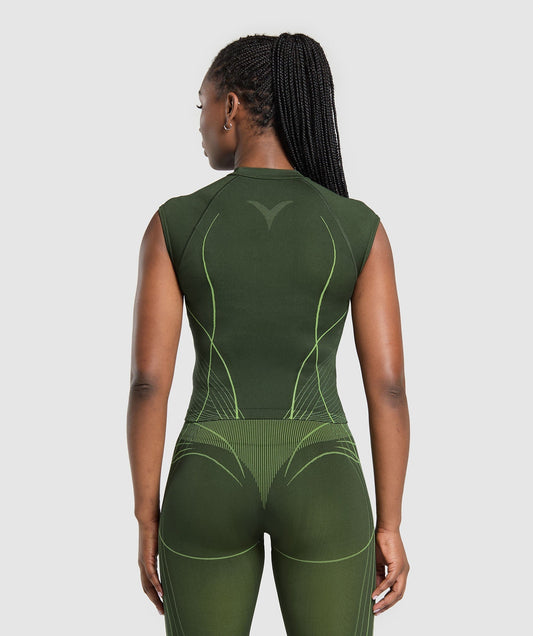 Women's Gymshark Apex Seamless Midi T-Shirt Trail Green — Gymshark | Authentic India