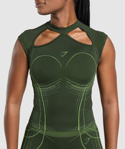 Women's Gymshark Apex Seamless Midi T-Shirt Trail Green — Gymshark | Authentic India