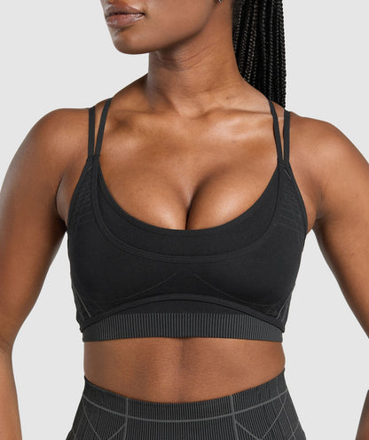 Women's Gymshark Apex Seamless Strappy Sports Bra Black — Gymshark | Authentic India