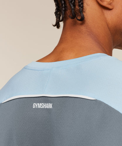 GYMSHARK Arrival Contrast T-Shirt Chilled Blue/Iron Blue