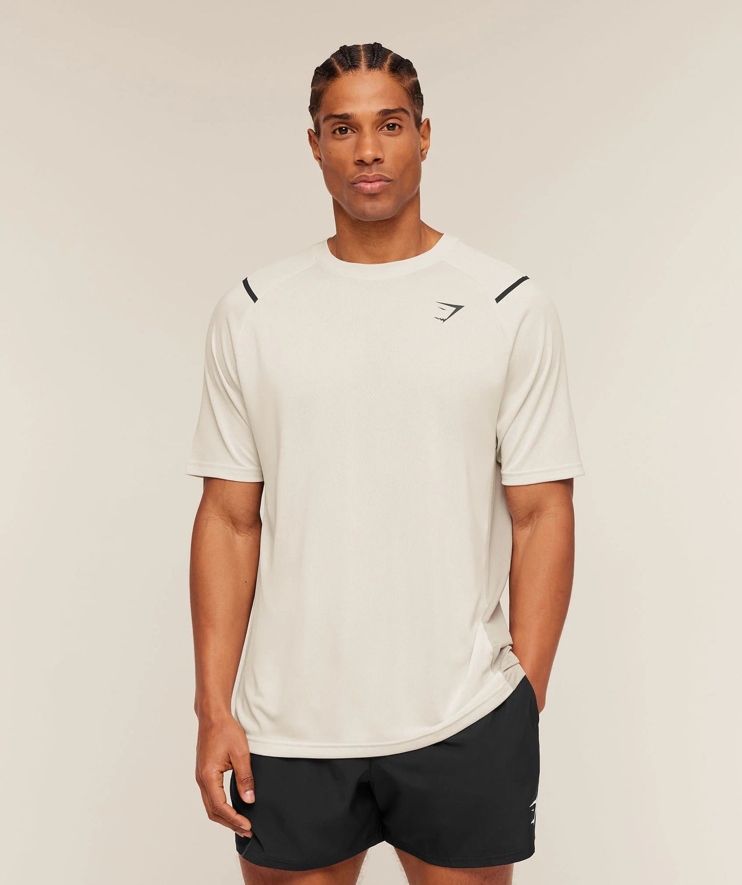 GYMSHARK Arrival Contrast T-Shirt Tinted White/Pebble Grey