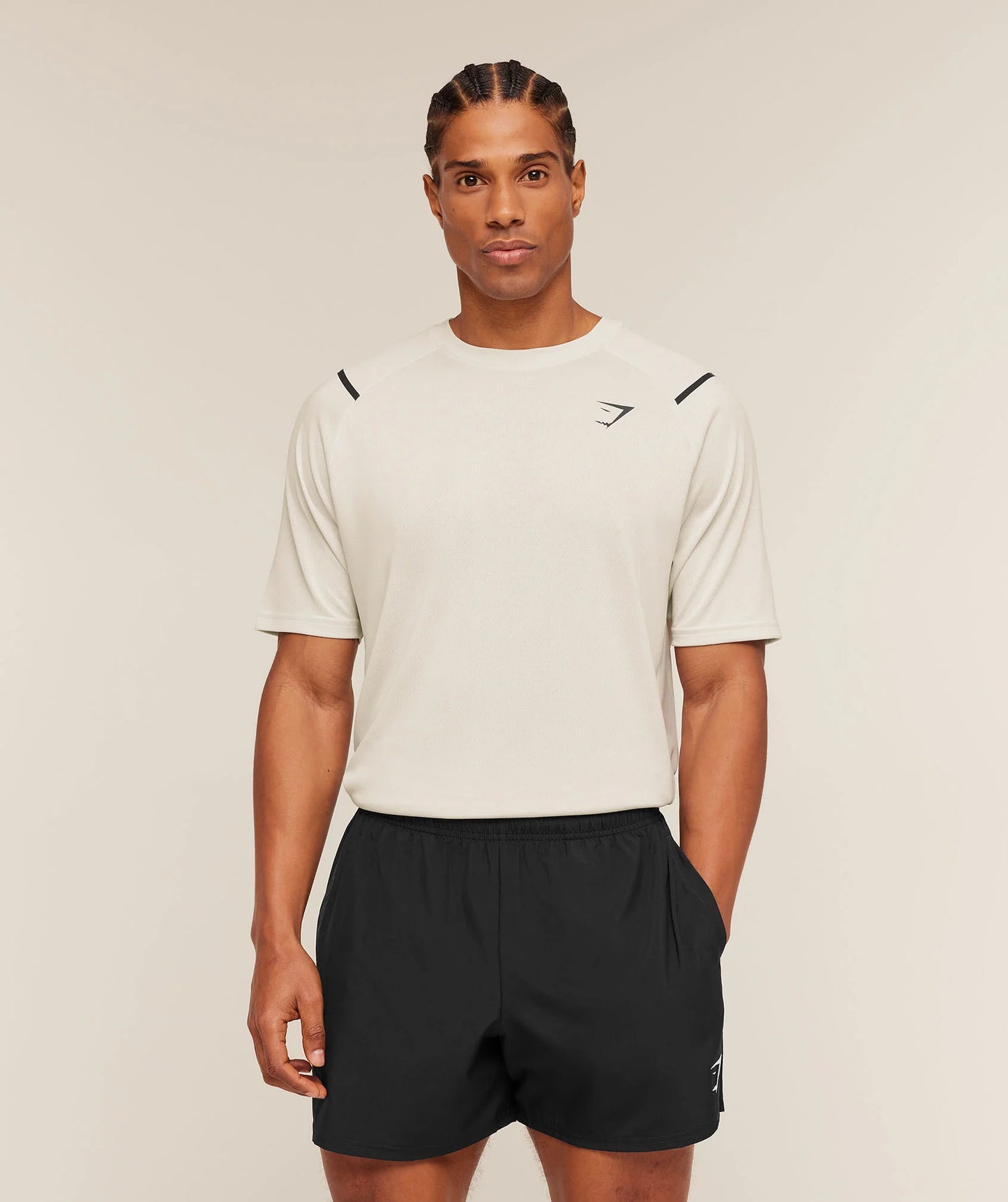GYMSHARK Arrival Contrast T-Shirt Tinted White/Pebble Grey