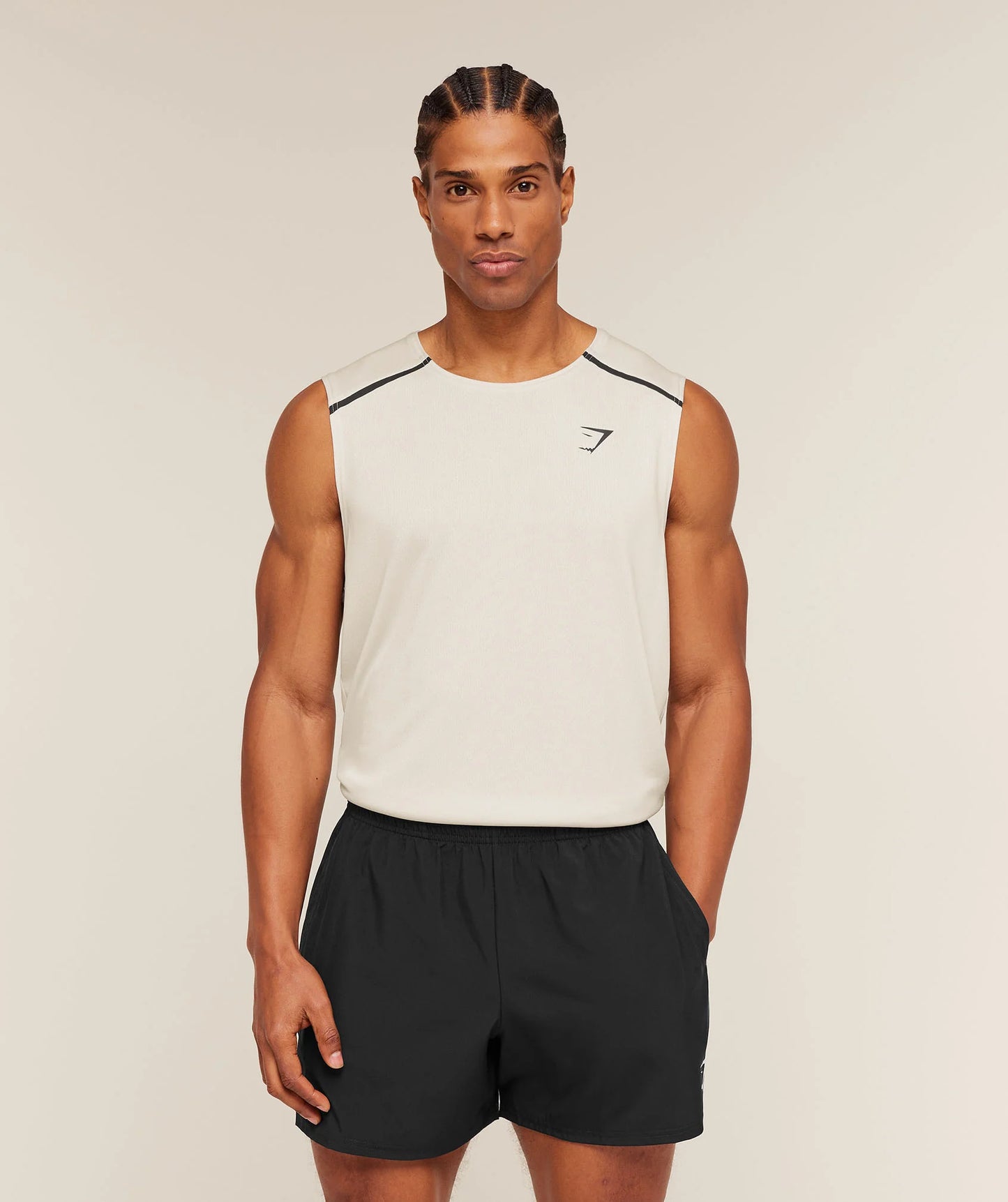 GYMSHARK Arrival Contrast Tank Tinted White/Pebble Grey