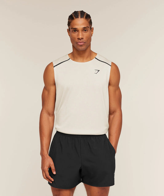 GYMSHARK Arrival Contrast Tank Tinted White/Pebble Grey