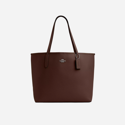 Coach City Tote Bag pebbled leather/Silver/Maple