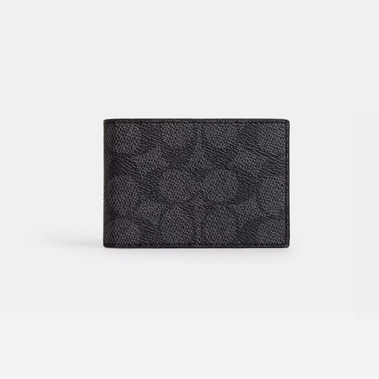 Coach Compact Billfold Wallet In Signature Canvas