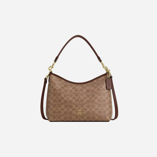 COACH Laurel Shoulder Bag In Signature Canvas Gold/Tan/Brown