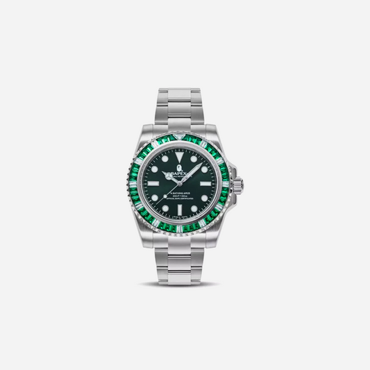 Bape Type 1 Bapex Crystal Stone Watch Green