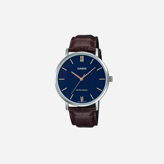 CASIO ENTICER MEN MTP-VT01L-2BUDF Navy/Brown