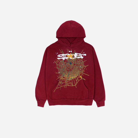 Sp5der Logo Hoodie Maroon