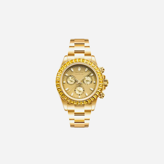 BAPE Type 4 BAPEX Crystal Stone Gold Watch Gold