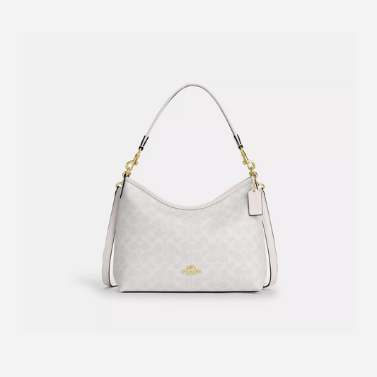 COACH Laurel Shoulder Bag In Signature Canvas Gold/White/Chalk