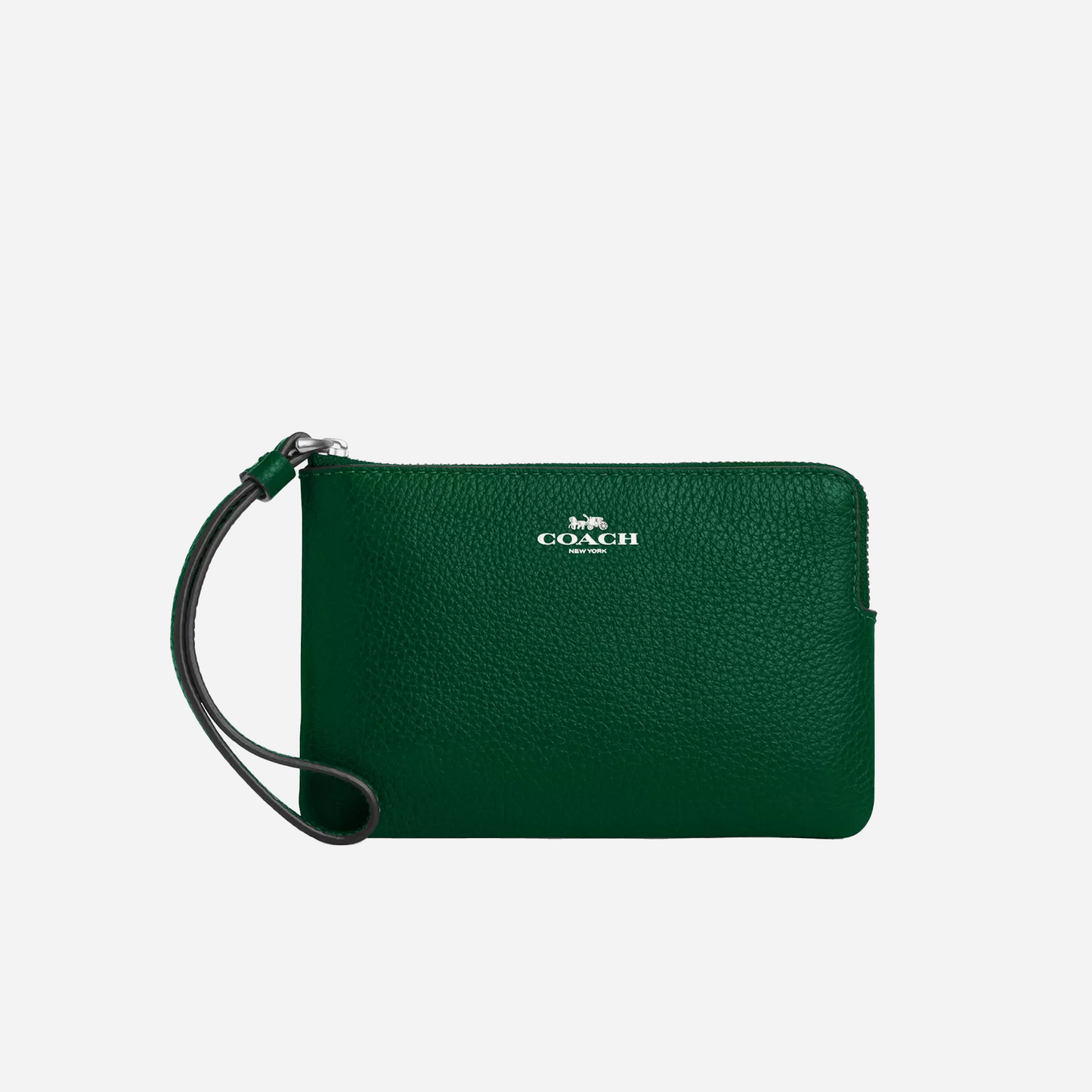 COACH Corner Zip Wristlet Silver/Shamrock