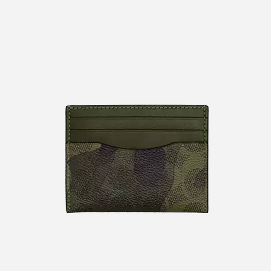 COACH Slim Id Card Case In Signature Camo Print Dark Shamrock Multi