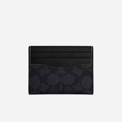 COACH Slim Id Card Case In Signature Canvas Charcoal/Black