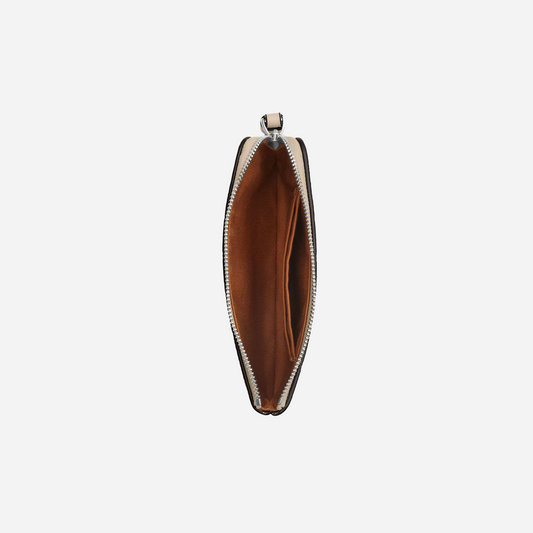 COACH Corner Zip Wristlet With Stripe Silver/Ivory Multi