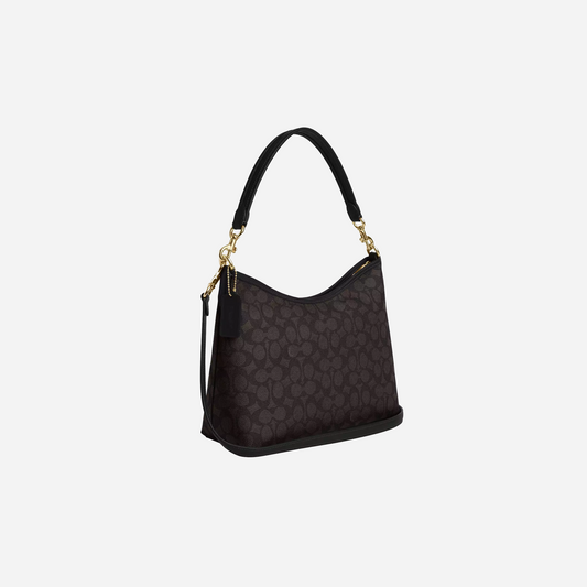 COACH Laurel Shoulder Bag In Signature Canvas Gold/Walnut/Black