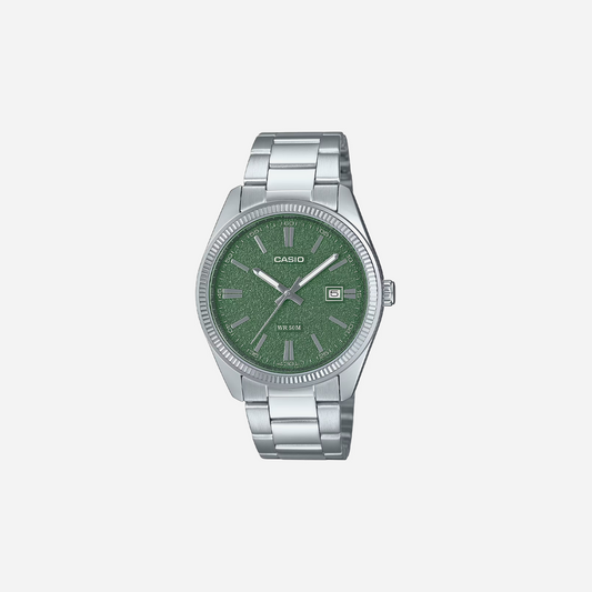 Casio Enticer Analog Green Dial Quartz MTP-1302DA-3AV Stainless Steel Watch