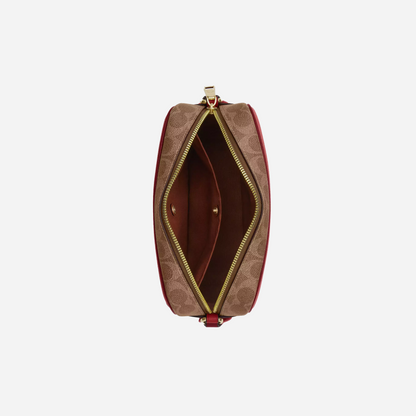 COACH Jamie Camera Bag In Colorblock Signature Canvas Im/Tan/Burnt Coral Multi