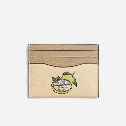 COACH Slim Id Card Case With Lemon Graphic Silver/Moonlight