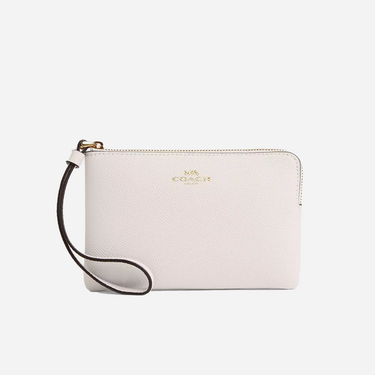 COACH Corner Zip Wristlet Gold/Chalk