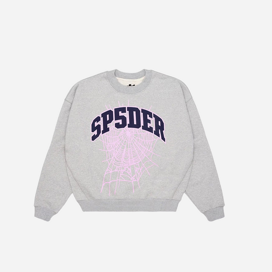 Sp5der Varsity Web Crewneck Heather Grey