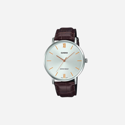 CASIO ENTICER MEN MTP-VT01L-7B2UDF Silver/Brown